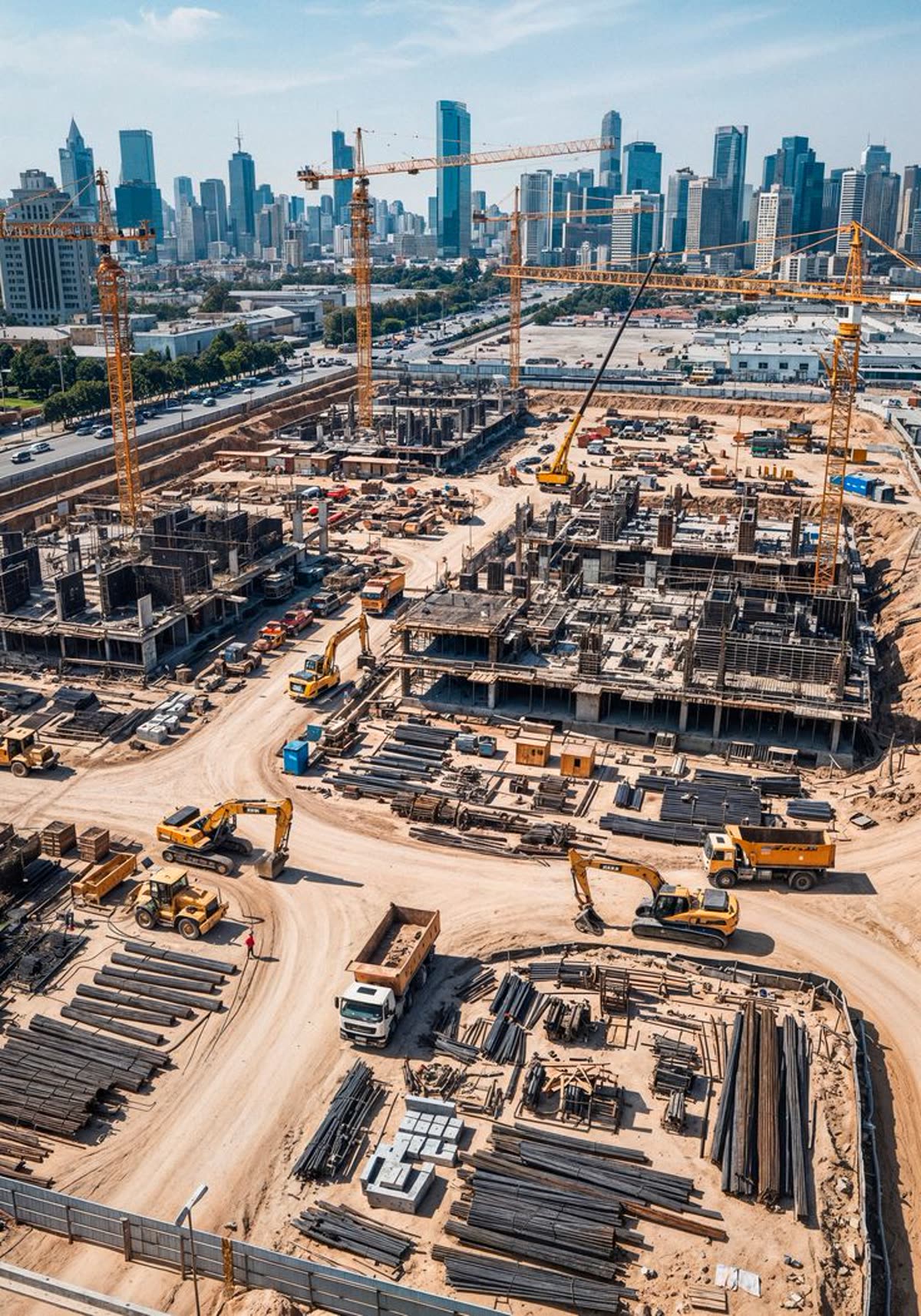 An active infrastructure construction site