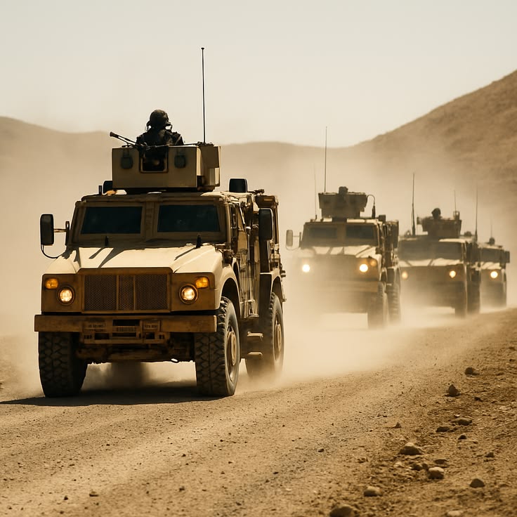 A vehicle movement across open African terrain
